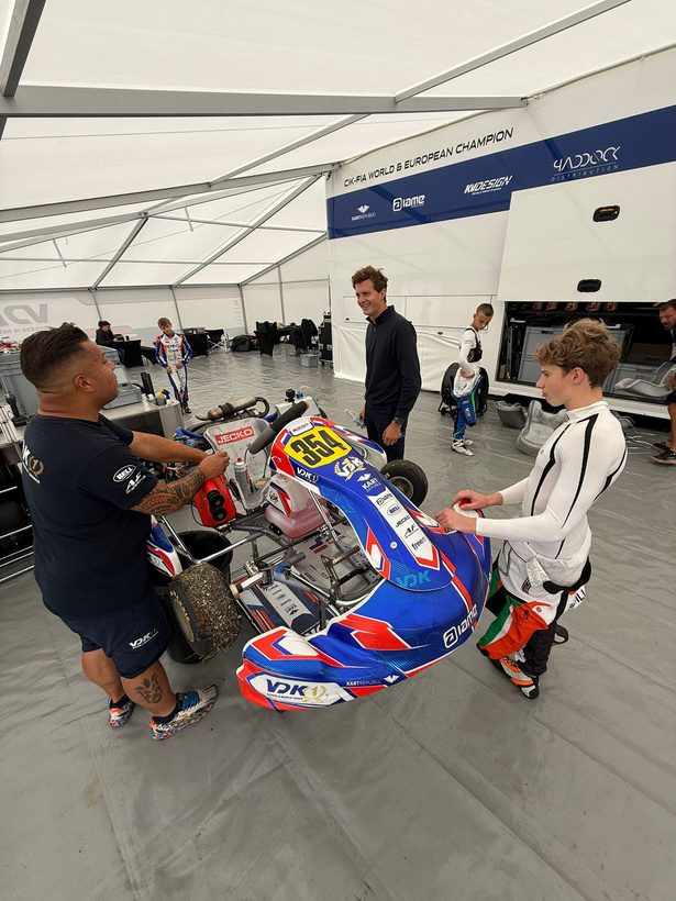 Sankka and the VDK Racing crew preparing the kart