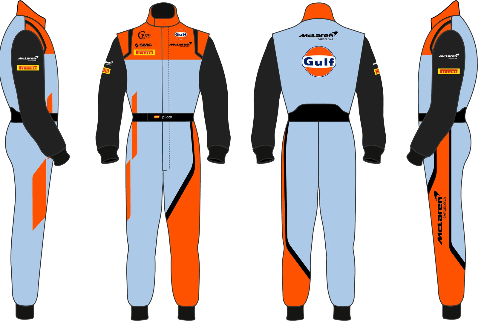 2026 race suit design in Gulf colours